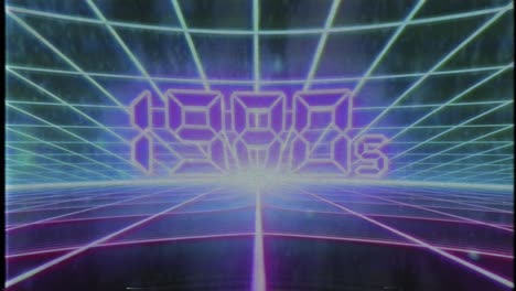 Retro-Años-80-Cinta-Vhs-Introducción-Al-Videojuego-Paisaje-Vector-Arcade-Estructura-Metálica-Años-80-4k